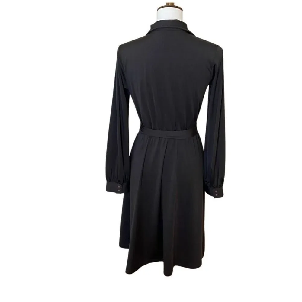 Matilda Jane Black Ink Blot Shirt Dress Long Sleeve Belted Size Small
